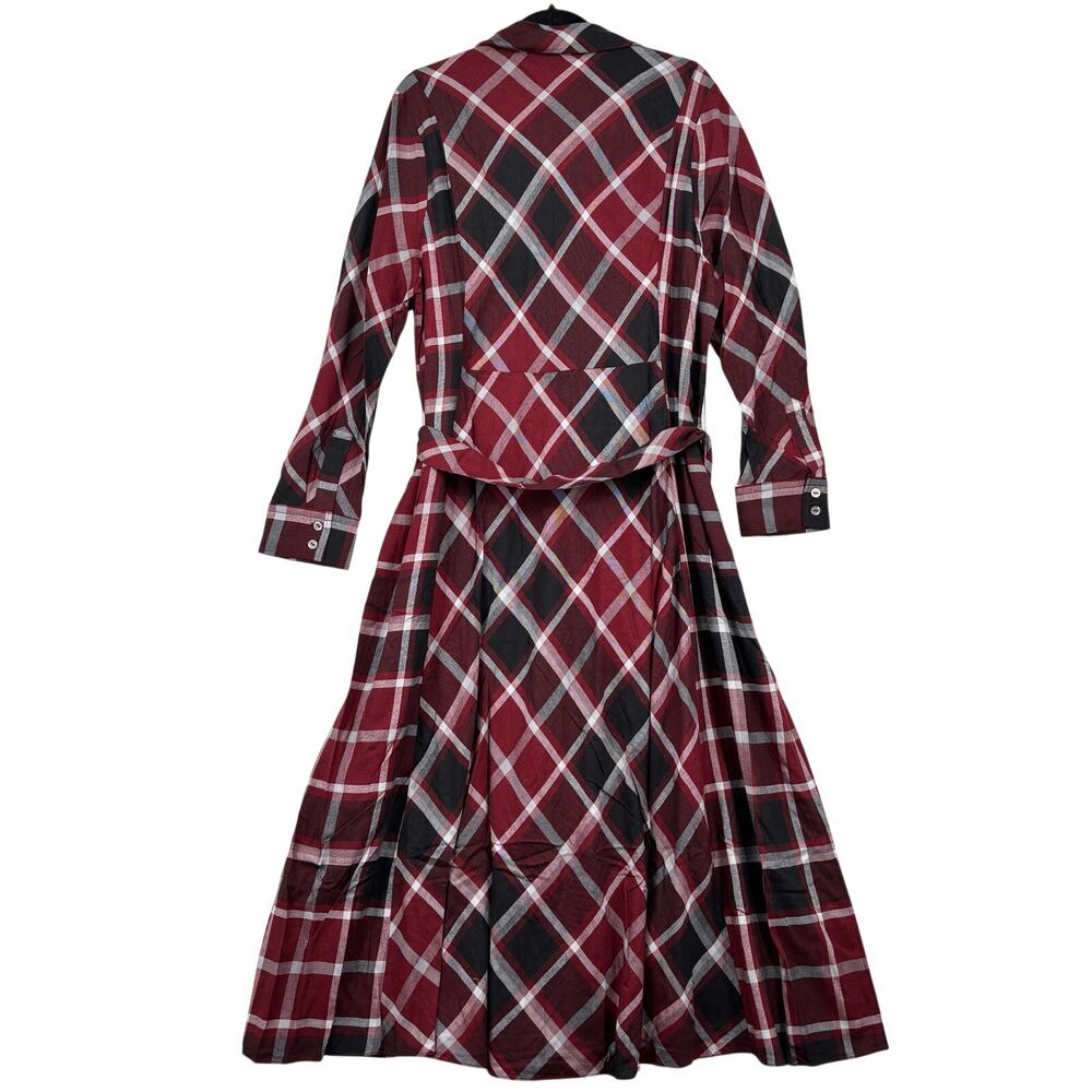 Soft Surroundings Gayle Maxi Dress Size 20W Cabernet Plaid Belted Shirt Dress - Picture 9 of 14